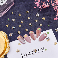 7-Style Custom Ahornblatt Legierung Strass Nail Art Nieten Cabochons&nbsp;MRMJ-WH0072-74