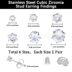1 Set minimalistische Zirkonia Ohrstecker aus Edelstahl&nbsp;EJEW-BBC0002-03