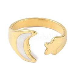 Ionenplattierung (IP) 304 Edelstahl Emaille Manschette Fingerringe&nbsp;RJEW-L107-082G-01