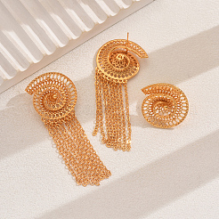 Vintage-Set aus ausgehöhlter Muschel-Ringe und Quasten-Ohrringe aus Legierung für Damen&nbsp;GH2970