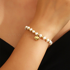 Pulseras con dijes de acero inoxidable 304 y perlas de imitación&nbsp;FS-WGF99C6-01