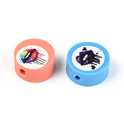 Perles en argile polymère imprimées faites à la main&nbsp;CLAY-T022-12G