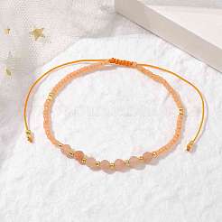 Bracelets réglables en perles de soleil naturelles et graines tressées&nbsp;BJEW-JB10181-02