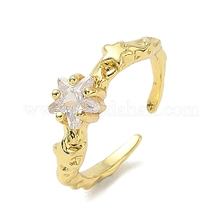 Messing Micro Pave Zirkonia Manschette offene Ringe&nbsp;RJEW-C163-20G
