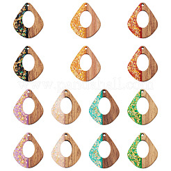 14 colgante de resina opaca y madera de nogal de 7 colores.&nbsp;RESI-TA0005-11