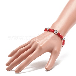 5 pz 5 pietre preziose naturali in stile ematite sintetica e lega di braccialetti elasticizzati con perline saint benedict set per le donne&nbsp;BJEW-JB08965