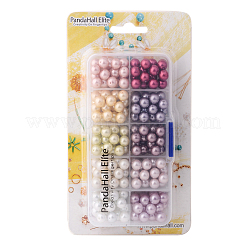 1 caja de 8 mm 230 unids perlas de vidrio multicolor perlas redondas pequeñas lustre satén perlas sueltas surtido lote de mezcla para la fabricación de joyas&nbsp;HY-PH0004-8mm-01-B