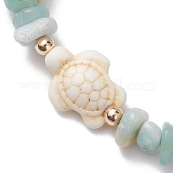Bracelets extensibles en perles d'amazonite à fleurs naturelles&nbsp;BJEW-JB10689-03