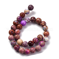 Brins de perles de jaspe impérial/régalite naturelle teintée/jaspe sédimentaire marin&nbsp;G-B124-C02-14
