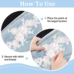 Computergesteuerte gestickte Applikationen aus Polyester mit Blumenmuster&nbsp;DIY-WH0387-36B