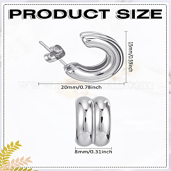 1 par de pendientes de botón en forma de C de dos capas de acero inoxidable para mujer&nbsp;EJEW-LP0012-01P