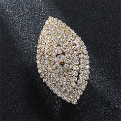 Pferdeauge Messing Kristall Strass Fingerringe&nbsp;FS-WG798CF-01