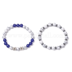 2 bracciale elastico con perline di pietre preziose miste naturali e sintetiche in 2 stili per donne e uomini&nbsp;BJEW-JB12697