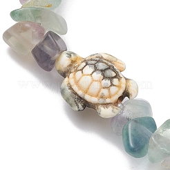 Braccialetti elastici con perline di fluorite naturale&nbsp;BJEW-JB11245-04