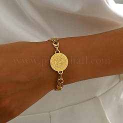 Bracelets plats ronds en acier inoxydable 201 avec maillons croisés&nbsp;QP4805