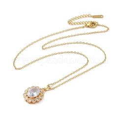 Colliers en laiton avec pendentif avec zircone cubique de micro pave&nbsp;NJEW-E106-11KCG-03