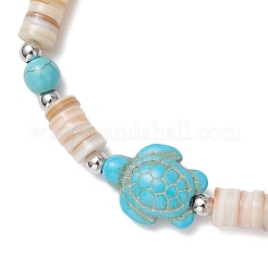 2 bracciale di perline intrecciate in conchiglia d'acqua dolce naturale a forma di stella marina e tartaruga&nbsp;BJEW-JB11919-01