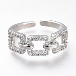 Anneaux de manchette réglables en laiton à micro-pavé de zircone cubique transparent&nbsp;ZIRC-I049-45