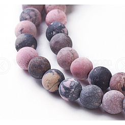 Bereift natürliche rhodonite runde Perle Stränge&nbsp;G-E487-12-4mm