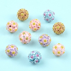 10 Stück 5 Farben Polymer Clay Strassperlen mit Harz&nbsp;RESI-YW0005-99
