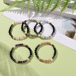 Set di bracciali elasticizzati con pietre preziose rotonde&nbsp;BJEW-JB09130