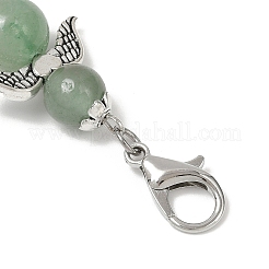Pendentifs en perles d'aventurine verte naturelle et décorations d'arbre en alliage&nbsp;HJEW-JM03075