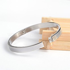 Anlaufgeschützte Armreifen aus 304 Edelstahl mit geschnitzter Raute&nbsp;BJEW-H0003-24A