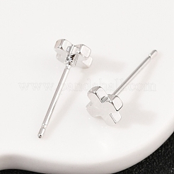 Messing-Kreuz-Ohrstecker für Damen&nbsp;EJEW-G441-06C-P
