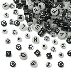 200 Stück undurchsichtige schwarze Acrylperlen&nbsp;MACR-FS0001-86