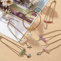 Fußkettchen mit mehrreihigem Charm aus Edelstahl 304&nbsp;AJEW-AN00511