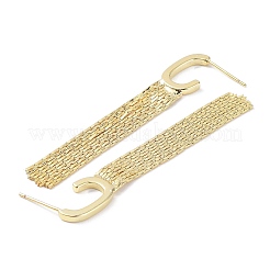Orecchini con nappa in ottone placcato a cremagliera&nbsp;EJEW-B027-21G