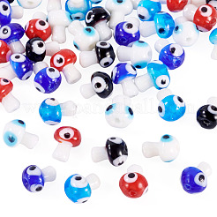 50 Stück 5 Farben handgemachte Stränge mit bösem Blick aus Bunte Malereiperlen&nbsp;LAMP-TA0001-91