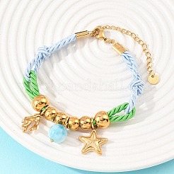 Bracelets à breloques en acier inoxydable 304 et verre&nbsp;BJEW-K247-02G