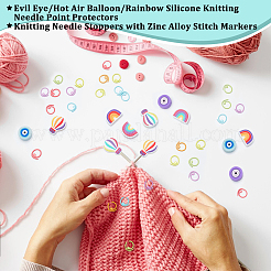 Böser Blick/Heißluftballon/Regenbogen Silikon Stricknadelspitzenschutz&nbsp;SIL-NB0001-36