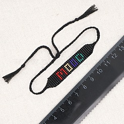 Geflochtenes Gliederarmband aus Glassamen&nbsp;BJEW-A121-64A