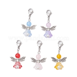 Pendentif décoratif en jade malaisien naturel et teinté ange&nbsp;HJEW-JM02763-01