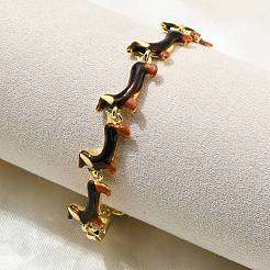 Messing-Emaille-Gliederarmbänder für Damen&nbsp;BJEW-B149-03G