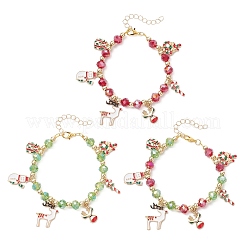 3 bracciale con ciondolo natalizio in lega smaltata di 3 colori&nbsp;BJEW-JB12077