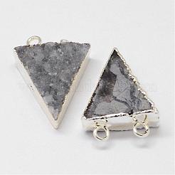 Pendentifs en agate druzy naturelle & teintée  électrolytique&nbsp;G-N0167-017