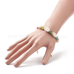 Braccialetti di perline intrecciate di fiori di conchiglia di ciprea naturale e semi di vetro per le donne&nbsp;BJEW-TA00206