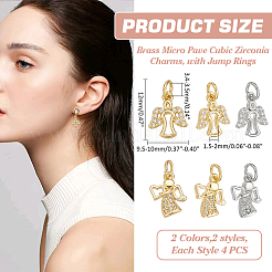 8 Stück 4 Stile Messing Micro Pave Zirkonia Charms&nbsp;KK-ME0001-19