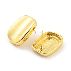 Orecchini a bottone rettangolari in ottone placcato cremagliera&nbsp;EJEW-K263-23G