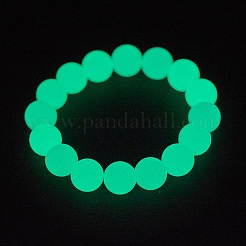 Bracelet extensible avec perles de pierre lumineuse synthétique&nbsp;BJEW-P203-8mm-01B