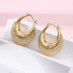 Orecchini a cerchio in ottone chiaro con zirconi cubici&nbsp;EJEW-R025-36G