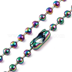 Collane a catena a palline in acciaio inossidabile 304 con placcatura ionica (ip) per le donne&nbsp;NJEW-G135-01D-RC