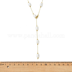 Colliers en acier inoxydable 304 et plastique ABS avec pompon de perle pour femmes&nbsp;NJEW-JN06290-02