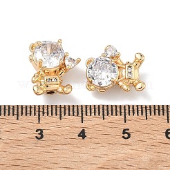Perle di zirconi cubici trasparenti in micro pavè di ottone&nbsp;KK-B172-15G