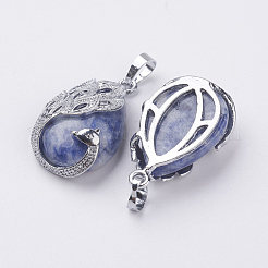 Pendentifs en jaspe tache bleue naturelle&nbsp;X-G-E442-04D