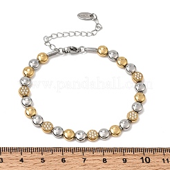 Zweifarbige Armbänder aus Edelstahl 304 mit Mikropavé-Fassung und klaren Zirkonia-Perlen&nbsp;SA-CBAB122-02A