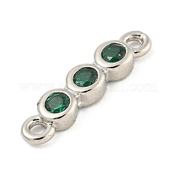 Breloques de connecteur à trois maillons ronds et plats en laiton pavé de zircone cubique&nbsp;KK-P277-52B-A